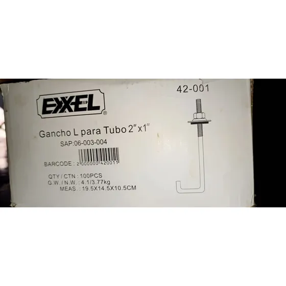 Gancho Para Techo  2x1 Paquete De 100 Con Tuerca Goma Y Aran