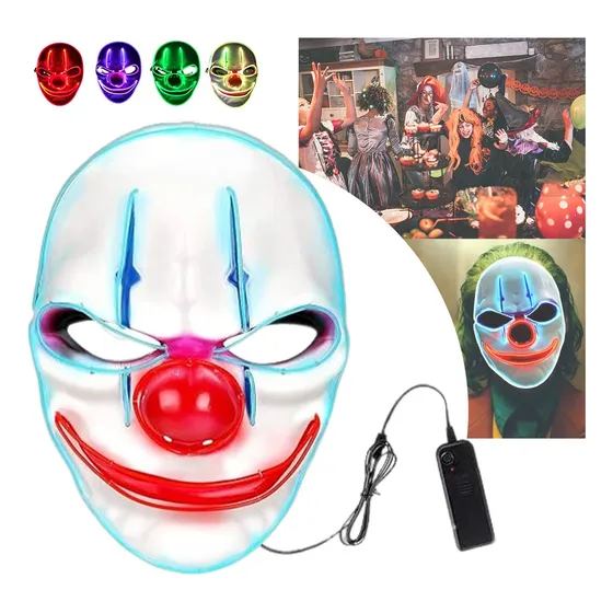 Máscara Luz Led La Purga Halloween Payaso Disfraz Colores