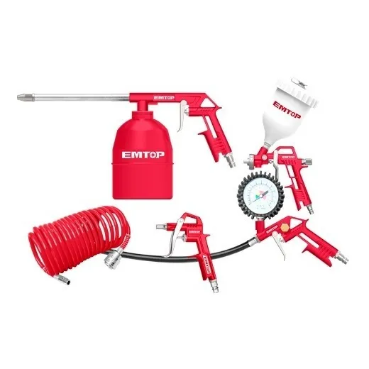 Kit 5 Compresor Aire Neumatico Pistola Manguera Manometro 