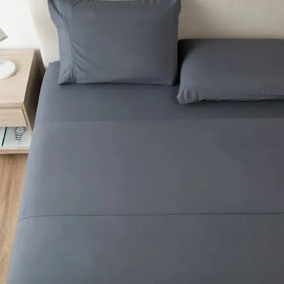 Sabana 1800 Hotel Ultra Suave + Fundas Bordadas - 2 Plazas Gris Oscuro