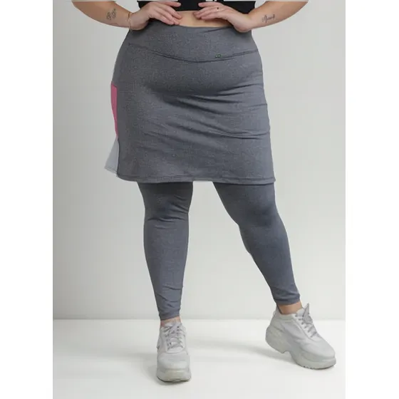 Calça Saia Plus Size Moda Evangelica Academia Com Bolso Leg
