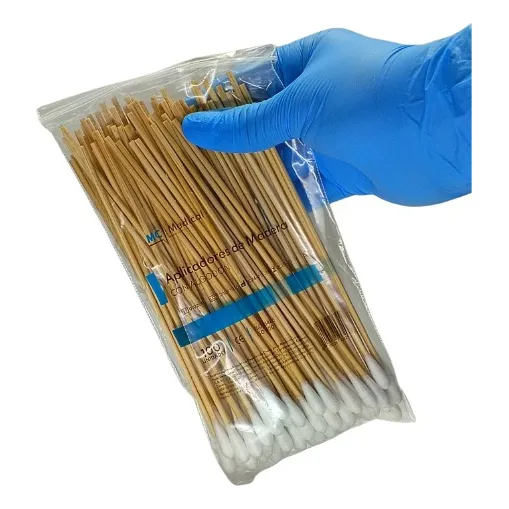 Aplicadores De Madera Con Algodón - 15cm - 100und