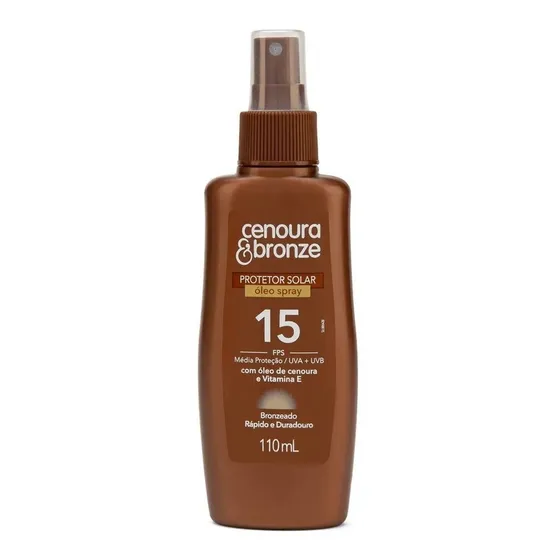 Óleo Bronzeador Spray Protetor Fps 15 110ml Cenoura E Bronze