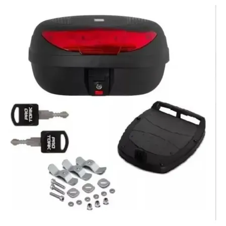 Bau Bauleto Moto 45 Litros Protork Cabe 2 Capacetes Completo