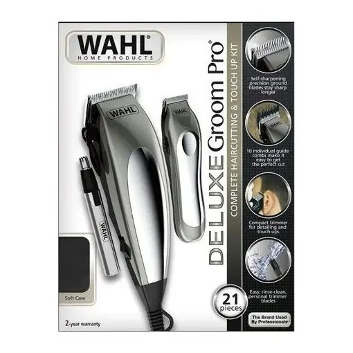 Maquina Wahl Deluxe Groom Pro + Trimmer + Patillera Original