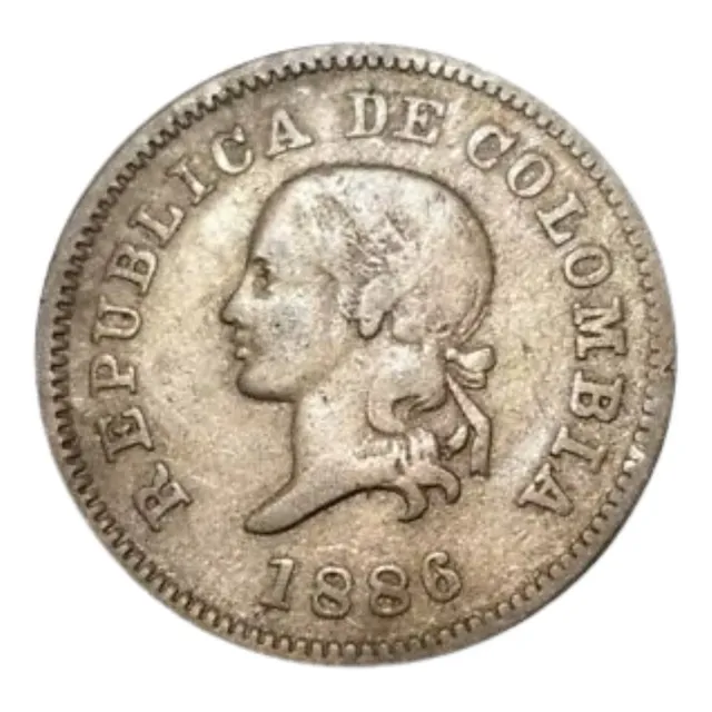 Moneda De 5 Centavos De Colombia De 1886 En Niquel
