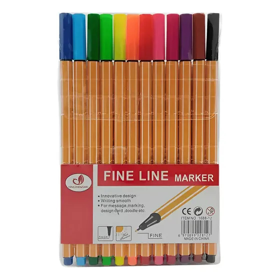 12 Caneta Ponta Porosa Colorida Microliner Combo