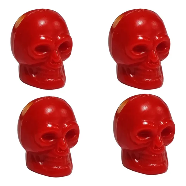 Set 4 Tapas Tapitas Cubre Valvulas Ruedas Calavera Roja