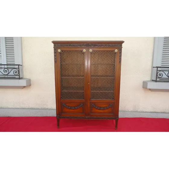 Rara Biblioteca Luis Xvi Antigua Con Trillage Bronce Veala