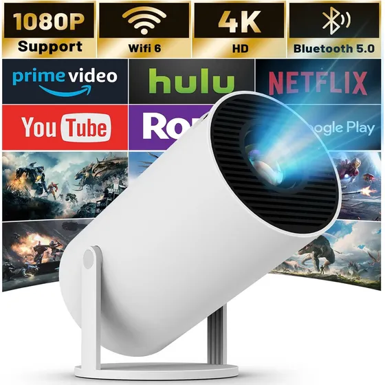 Proyector Wohingo Proyector Profesional Hy300 Smart Tv 6000lm Blanco 127v Bluetooth Proyector Mini Proyector Portatil Proyector 4k