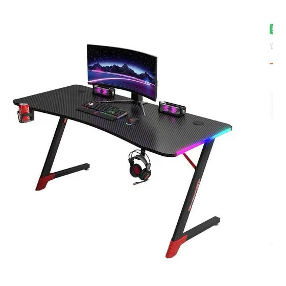 Mesa Escritorio Gamer Rgb Con Acabado De Fibra De Carbono