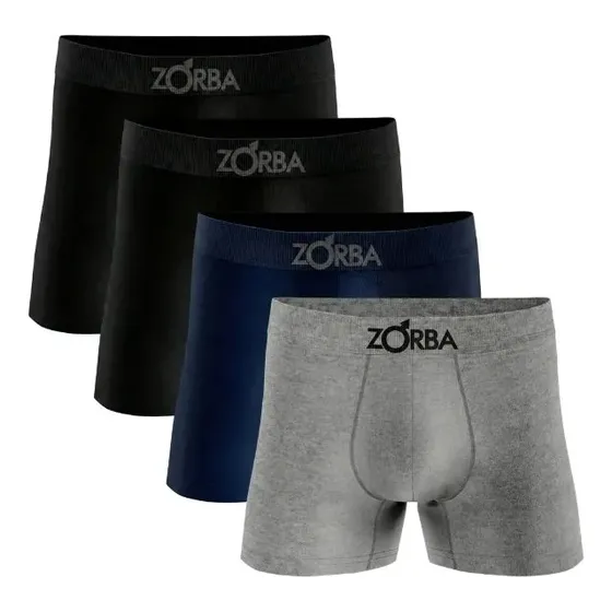 Kit 4 Cuecas Boxer Zorba Algodão Sem Costura Toque Fresco