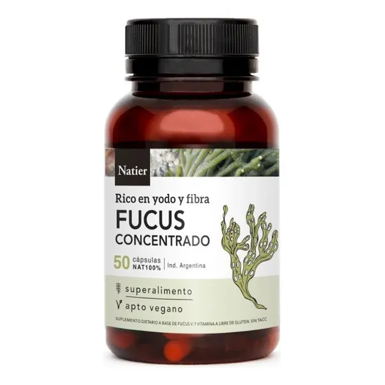 Natier Fucus 50 Caps Control Del Peso Tiroides Adelgazante Sabor Neutro