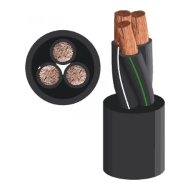 Cable Eléctrico Encauchetado 3x14 Awg Negro X 100 Metros