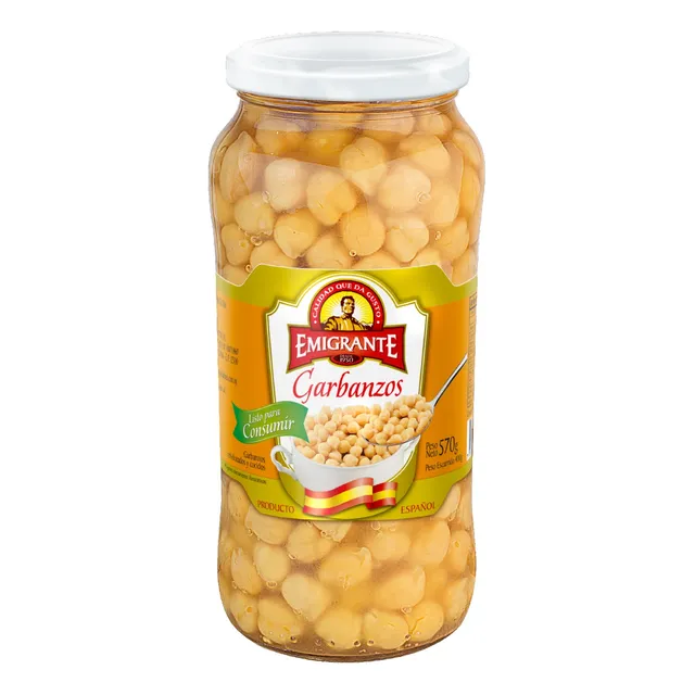 Garbanzos En Conserva Emigrante Frasco 570 Grs.