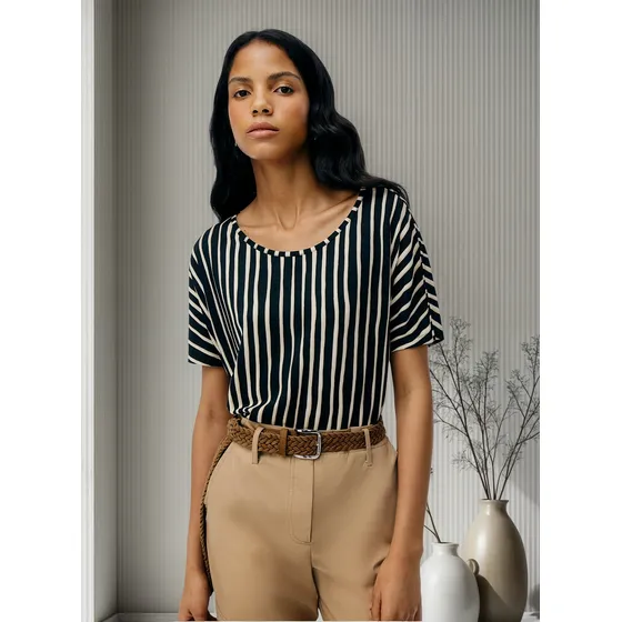Blusa Estampada De Manga Corta - 4djt