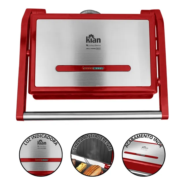 Grill E Sanduicheira Inox Sem Óleo 1200 W