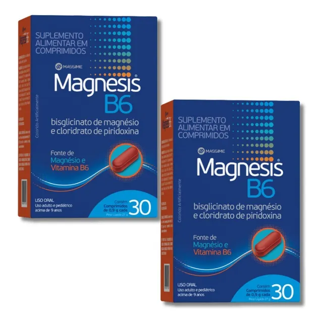 2x Magnesis 30cp - Suplemento De Magnésio E Vitamina B6 900g