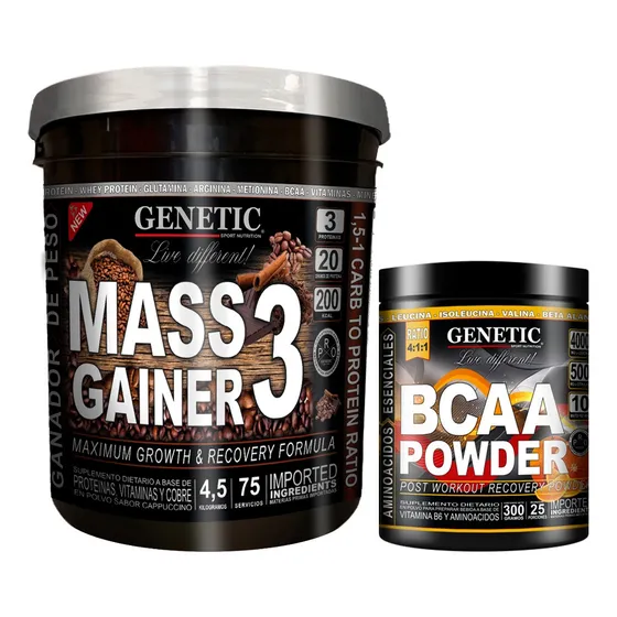 Masa Muscular Mass Gainer 3 4,5kg Aminos Bcaa Powder Genetic