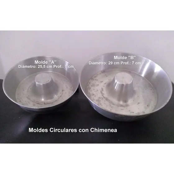 Juego De 2 Moldes De Aluminio Con Chimenea Redondos Usados
