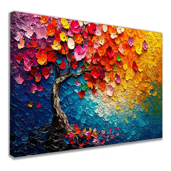 Quadro Pintura Árvore Colorida 70x150cm