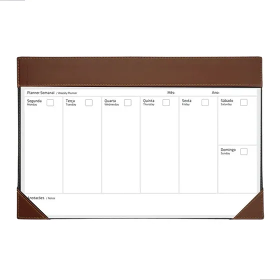 Planner De Mesa Executivo Couro Sintético A3 Grande 20 Fls