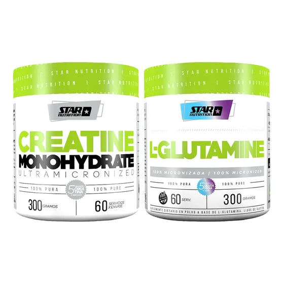 Star Nutrition Creatina Monohidrato X 300 Gr + Glutamina 300 Sabor Neutro