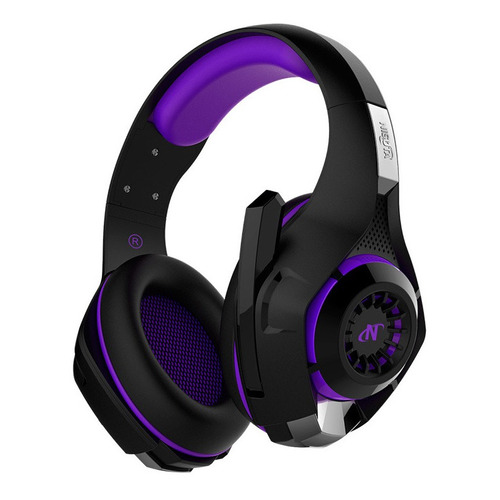 Auriculares gamer Nisuta NSAUG300 negro y violeta