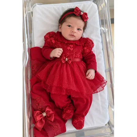 Saída De Maternidade Vermelha Luxo /saída De Hospital Vermelho 0 A 3 Meses