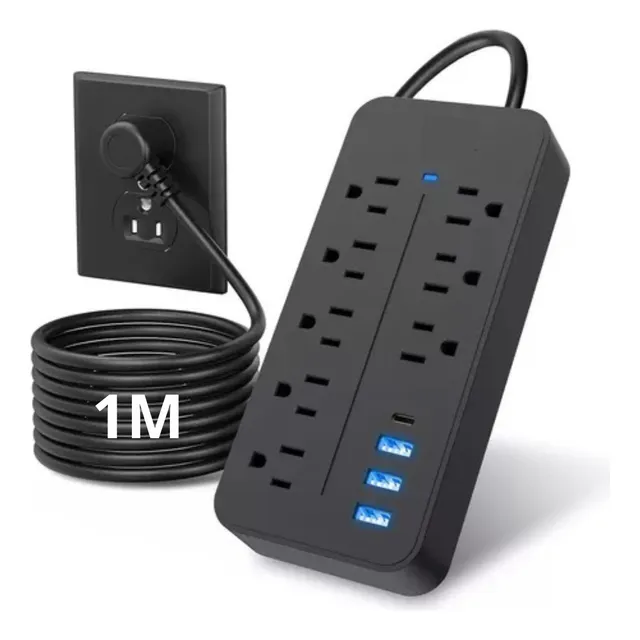 Multitoma Regleta Regulador De Voltaje 12 En 1 Tipo C 1250w