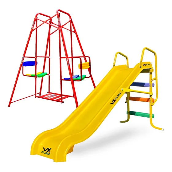 Combo Hamaca Gemela 1.40 + Tobogan Pvc 3 Escalones Vxplay