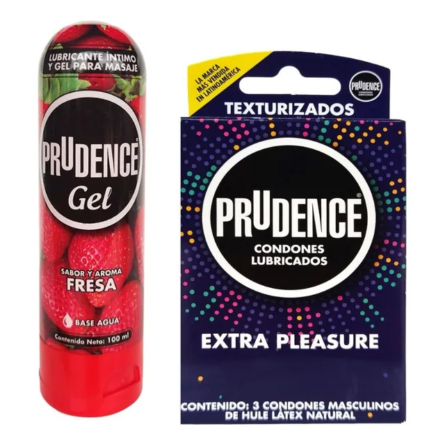 Prudence Kit Condon Extra Pleasure Y Lubricante Gel Fresa