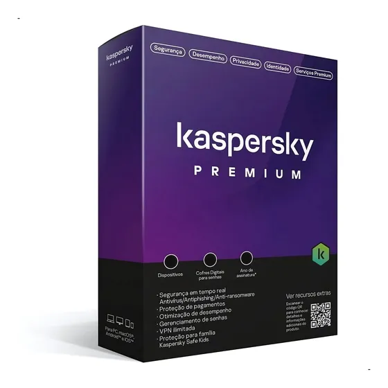 Kaspersky Premium 5 Dispositivos 1 Ano Antivirus Original