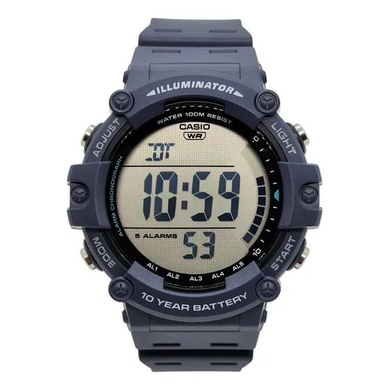 Reloj Casio Hombre Digital Ae-1500wh-2av Color de la correa Azul Color del bisel Azul Color del fondo Gris