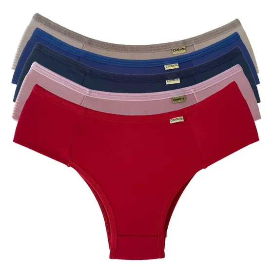 Kit 5 Calcinhas Feminina Confortável Forro 100% Algodão 