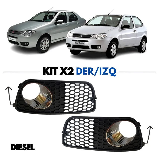 Kit X2 Rejilla F/aux Paragolpe Palio/siena Nafta/diesel