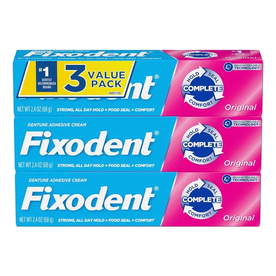 Fixodent Original Crema Adhesiva Para Dentaduras Pack X3