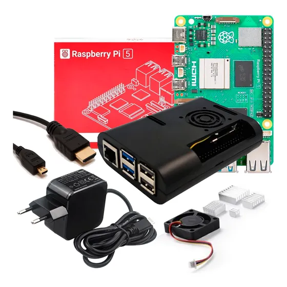 Kit Raspberry Pi 5 8gb Case Cooler Fonte Microhdmi 128gb