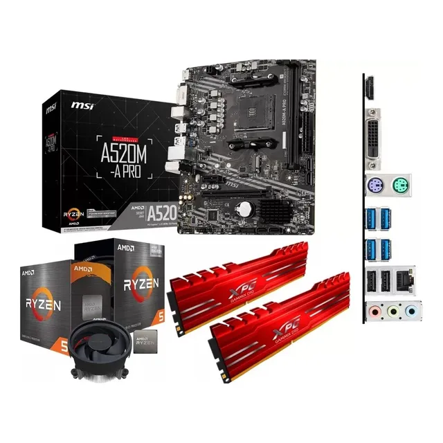 Kit De Actualización Gamer Ryzen 5 5600g, A520, 16gb Ddr4 Color Plateado