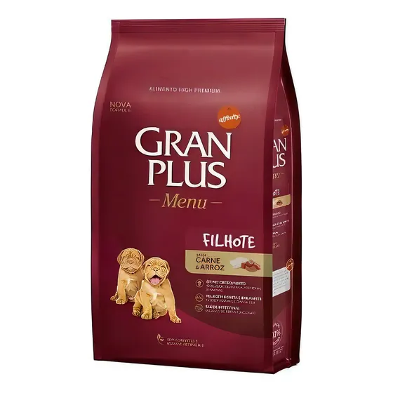 Ração Seca Gran Plus Menu Seca Filhote Cão Sabor Carne e Arroz 15kg