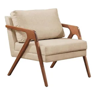 Poltrona Decorativa Mona Luxo Madeira Maciça Desenho Do Tecido Linho Bege Claro Poltrona Decorativa Mona Luxo Madeira Maciça Desenho Do Tecido Linho Bege Claro