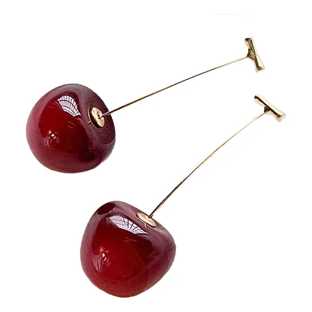 Aros Pendientes Con Forma De Cereza Cherry 3d Importados