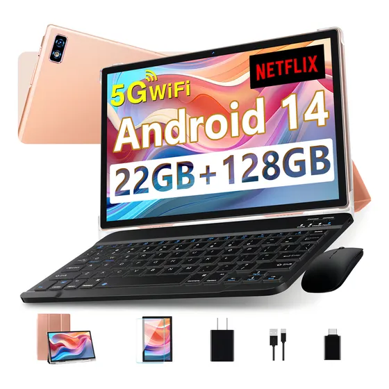 Tablet DEERTiME E6 10.1" Android 14, 22GB RAM, 128GB, Octa-Core, FHD, GPS, Bluetooth 5.0, con Teclado y Ratón