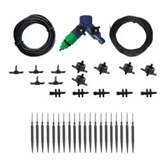 Kit Irrigação Gotejamento 20 Vasos C/ Derivação Y Abre/fecha