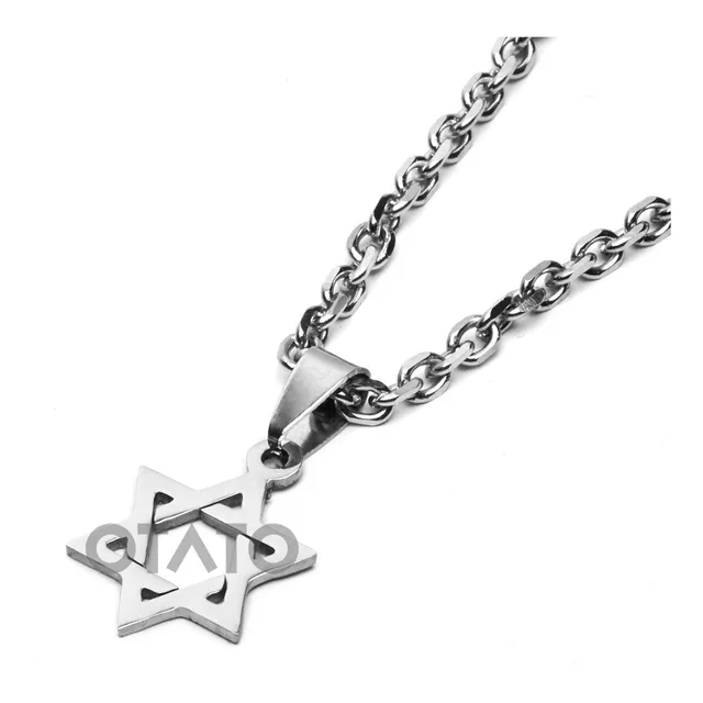 Collar Hombre Dije Acero Estrella De David Cadena Hombre 