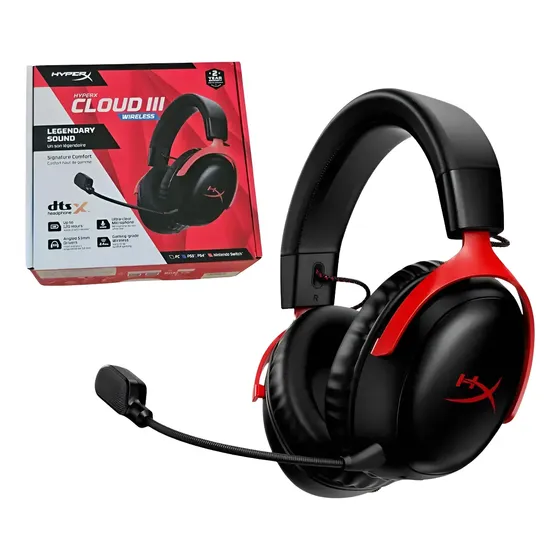 Headset Gamer Hyperx Cloud Iii Vermelho Sem Fio Premium