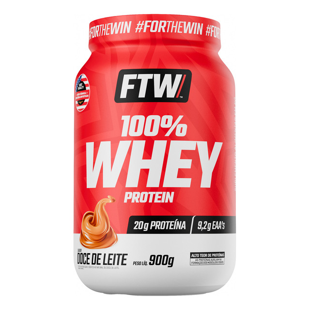Whey Protein 100% Concentrado Pote 900g Sabor Doce De Leite - Ftw