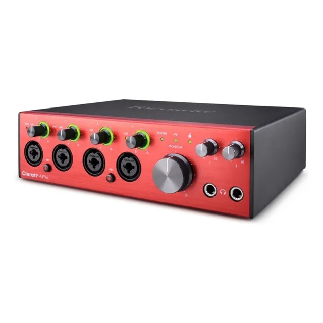 Interfaz de audio Focusrite Clarett 4Pre roja 3.ª gen