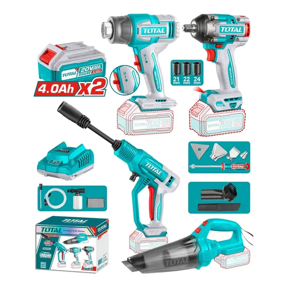 Kit Llave Impacto Calor Hidrolavadora Aspiradora 20v Total