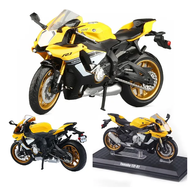 Yamaha Yzf R1 Miniature Metal Moto Con Base Expositora 1/12